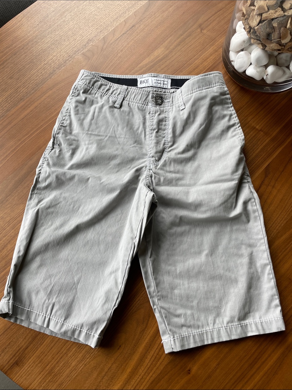 BKE Men’s Light Gray Flat Front Shorts - Casual Chino Style